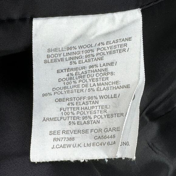 J Crew Italian Wool Blazer Jacket Black Bi Stretch Single Breasted Womens Size 2 - Picture 12 of 16